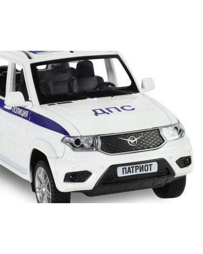 Машина "АВТОПАНОРАМА" УАЗ "PATRIOT" Полиция, 1/26, свет, звук, инерция, в/к 24,5*12,5*10,5 см