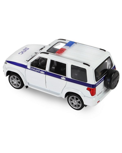 Машина "АВТОПАНОРАМА" УАЗ "PATRIOT" Полиция, 1/26, свет, звук, инерция, в/к 24,5*12,5*10,5 см