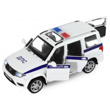 Машина "АВТОПАНОРАМА" УАЗ "PATRIOT" Полиция, 1/26, свет, звук, инерция, в/к 24,5*12,5*10,5 см