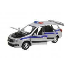 Машина "АВТОПАНОРАМА" LADA GRANTA CROSS "Полиция", серебро, 1/24, свет, звук, в/к 24,5*12,5*10,5 см