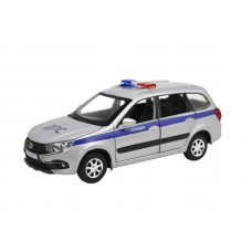 Машина "АВТОПАНОРАМА" LADA GRANTA CROSS "Полиция", серебро, 1/24, свет, звук, в/к 24,5*12,5*10,5 см