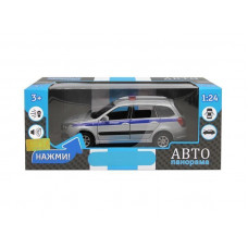 Машина "АВТОПАНОРАМА" LADA GRANTA CROSS "Полиция", серебро, 1/24, свет, звук, в/к 24,5*12,5*10,5 см