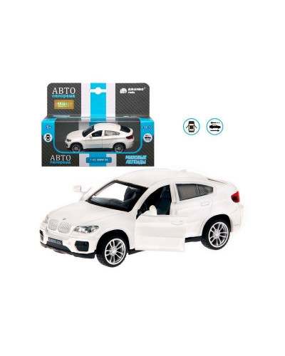 Машина "АВТОПАНОРАМА" BMW X6, 1/43, белый, инерция, откр. двери, в/к 17,5*12,5*6,5 см