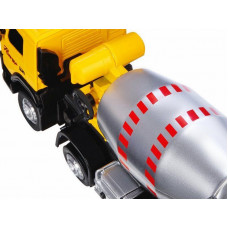 Машина "АВТОПАНОРАМА" Volvo бетономешалка, желтый, 1/50, свет, звук, в/к 28*14*10 см