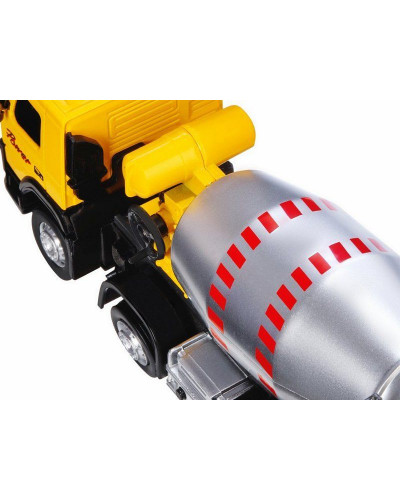 Машина "АВТОПАНОРАМА" Volvo бетономешалка, желтый, 1/50, свет, звук, в/к 28*14*10 см