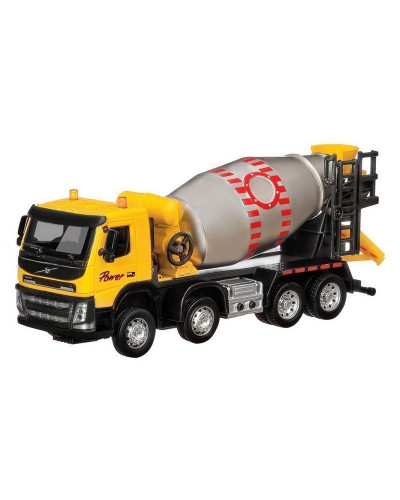 Машина "АВТОПАНОРАМА" Volvo бетономешалка, желтый, 1/50, свет, звук, в/к 28*14*10 см
