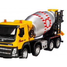 Машина "АВТОПАНОРАМА" Volvo бетономешалка, желтый, 1/50, свет, звук, в/к 28*14*10 см