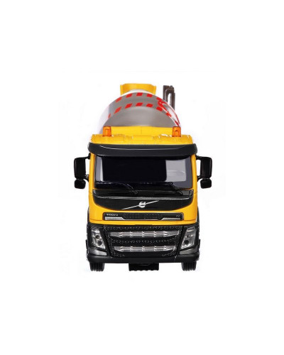 Машина "АВТОПАНОРАМА" Volvo бетономешалка, желтый, 1/50, свет, звук, в/к 28*14*10 см