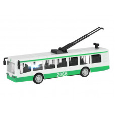 Троллейбус "Автопанорама", зеленый, 1/90, свет, звук, инерция, в/к 22*13,5*5,8 см