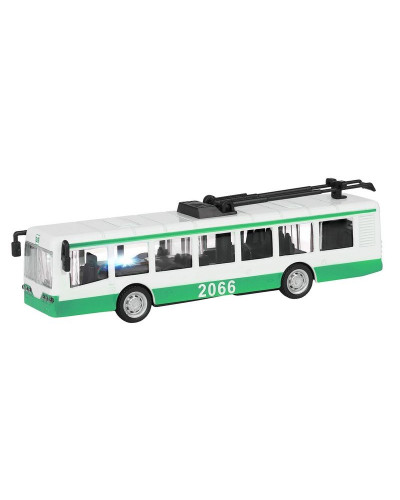 Троллейбус "Автопанорама", зеленый, 1/90, свет, звук, инерция, в/к 22*13,5*5,8 см