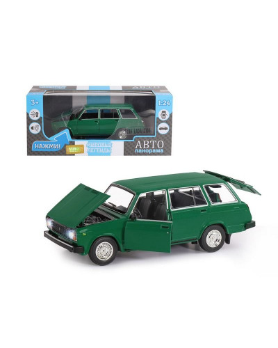 Машина "АВТОПАНОРАМА" ВАЗ 2104, зеленый, 1/24, инерция, в/к 24,5*12,5*10,5 см