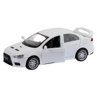 Машина "АВТОПАНОРАМА" Mitsubishi Lancer Evolution, белый, 1/41, откр. двери, в/к 17,5*12,5*6,5 см