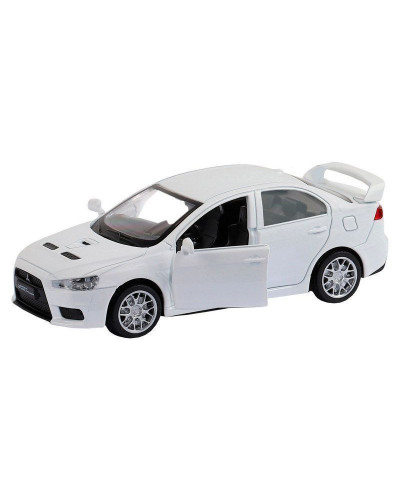 Машина "АВТОПАНОРАМА" Mitsubishi Lancer Evolution, белый, 1/41, откр. двери, в/к 17,5*12,5*6,5 см