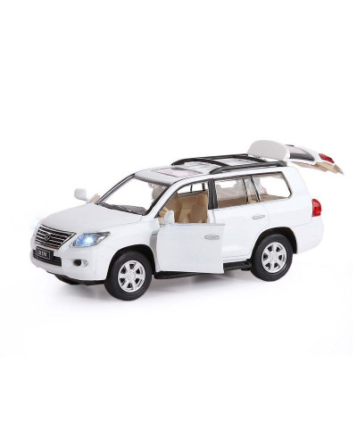 Машина "АВТОПАНОРАМА" Lexus LX570, белый, 1/32, свет, звук, инерция, в/к 17,5*13,5*9 см
