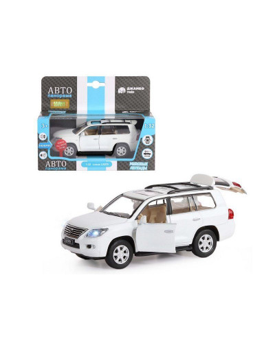 Машина "АВТОПАНОРАМА" Lexus LX570, белый, 1/32, свет, звук, инерция, в/к 17,5*13,5*9 см