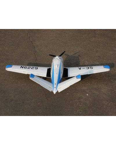Радиоуправляемый самолет Top RC ST Beechcraft Bonanza V35 голубой 1280мм (шасси) PNP