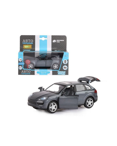 Машина "АВТОПАНОРАМА" Porsche Cayenne S, серый, 1/32, свет, звук, инерция, в/к 17,5*13,5*9 см