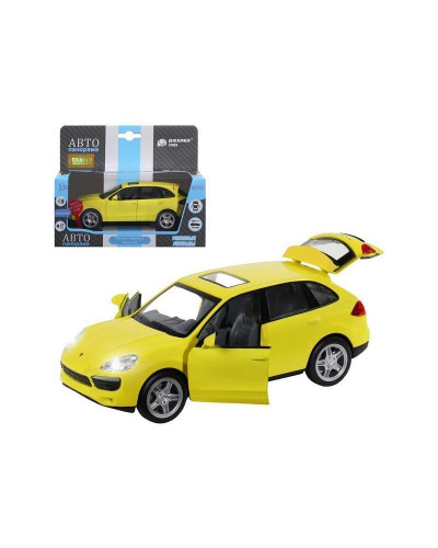 Машина "АВТОПАНОРАМА" Porsche Cayenne S, желтый, 1/32, свет, звук, инерция, в/к 17,5*13,5*9 см