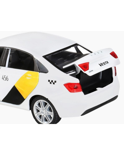 Машина "АВТОПАНОРАМА" Яндекс.Такси  LADA VESTA, белый, 1/24, в/к 24,5*12,5*10,5 см