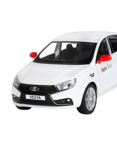 Машина "АВТОПАНОРАМА" Яндекс.Такси  LADA VESTA, белый, 1/24, в/к 24,5*12,5*10,5 см