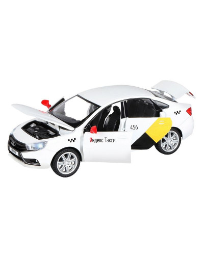 Машина "АВТОПАНОРАМА" Яндекс.Такси  LADA VESTA, белый, 1/24, в/к 24,5*12,5*10,5 см