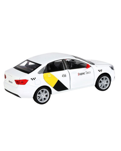 Машина "АВТОПАНОРАМА" Яндекс.Такси  LADA VESTA, белый, 1/24, в/к 24,5*12,5*10,5 см