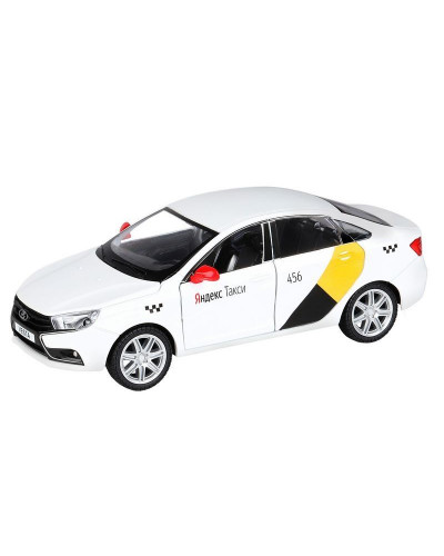 Машина "АВТОПАНОРАМА" Яндекс.Такси  LADA VESTA, белый, 1/24, в/к 24,5*12,5*10,5 см