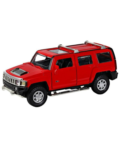 Машина "АВТОПАНОРАМА" Hummer H3, красный, 1/32, свет, звук, инерция, в/к 17,5*13,5*9 см