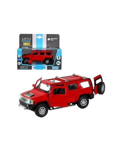 Машина "АВТОПАНОРАМА" Hummer H3, красный, 1/32, свет, звук, инерция, в/к 17,5*13,5*9 см