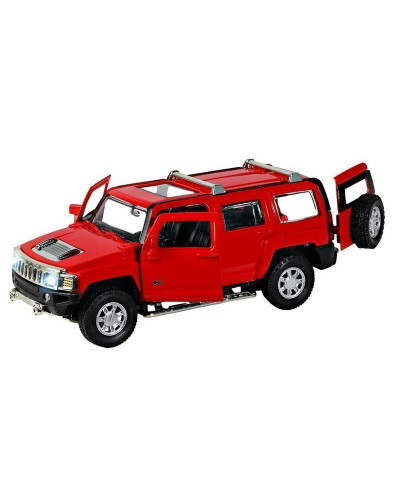 Машина "АВТОПАНОРАМА" Hummer H3, красный, 1/32, свет, звук, инерция, в/к 17,5*13,5*9 см