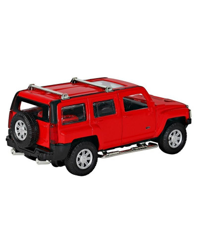 Машина "АВТОПАНОРАМА" Hummer H3, красный, 1/32, свет, звук, инерция, в/к 17,5*13,5*9 см