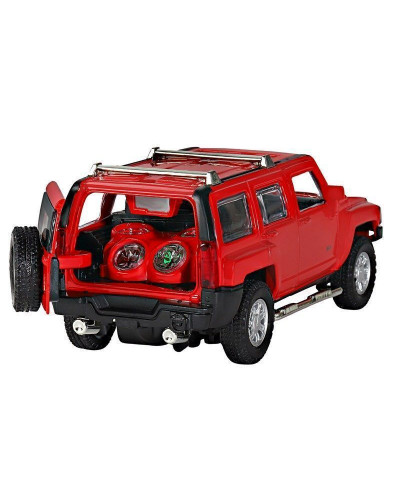 Машина "АВТОПАНОРАМА" Hummer H3, красный, 1/32, свет, звук, инерция, в/к 17,5*13,5*9 см