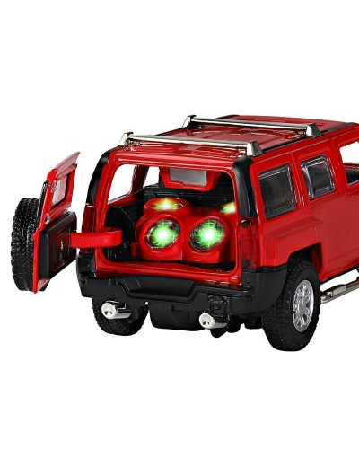 Машина "АВТОПАНОРАМА" Hummer H3, красный, 1/32, свет, звук, инерция, в/к 17,5*13,5*9 см