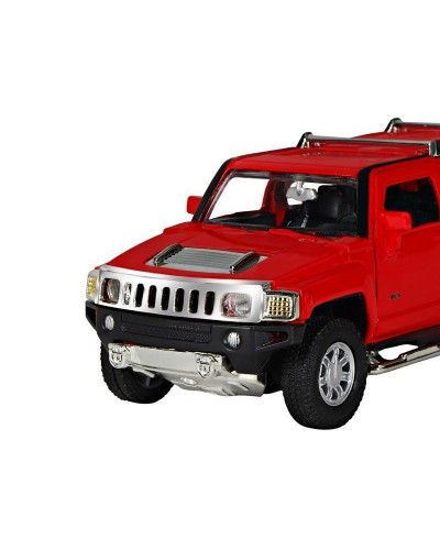 Машина "АВТОПАНОРАМА" Hummer H3, красный, 1/32, свет, звук, инерция, в/к 17,5*13,5*9 см