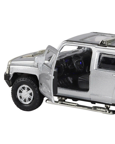 Машина "АВТОПАНОРАМА" Hummer H3, серебряный, 1/32, свет, звук, инерция, в/к 17,5*13,5*9 см