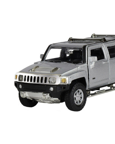 Машина "АВТОПАНОРАМА" Hummer H3, серебряный, 1/32, свет, звук, инерция, в/к 17,5*13,5*9 см