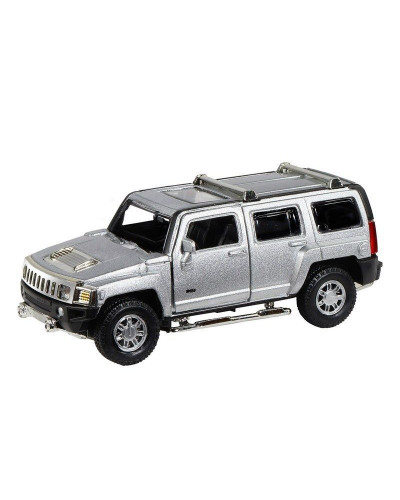 Машина "АВТОПАНОРАМА" Hummer H3, серебряный, 1/32, свет, звук, инерция, в/к 17,5*13,5*9 см