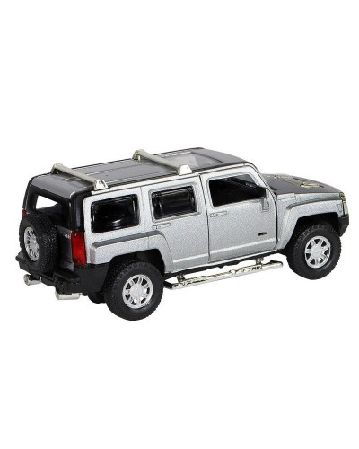Машина "АВТОПАНОРАМА" Hummer H3, серебряный, 1/32, свет, звук, инерция, в/к 17,5*13,5*9 см