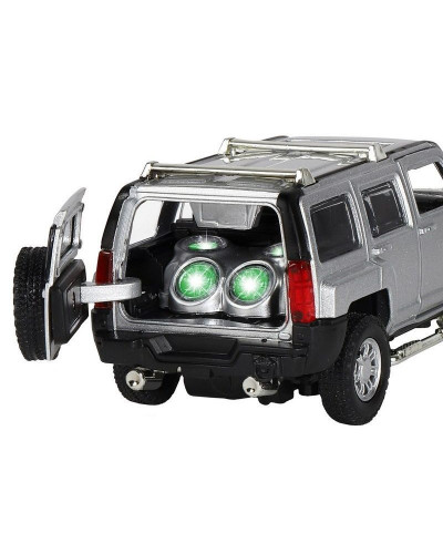 Машина "АВТОПАНОРАМА" Hummer H3, серебряный, 1/32, свет, звук, инерция, в/к 17,5*13,5*9 см