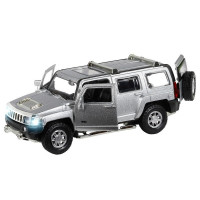 Машина "АВТОПАНОРАМА" Hummer H3, серебряный, 1/32, свет, звук, инерция, в/к 17,5*13,5*9 см