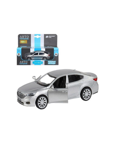 Машина "АВТОПАНОРАМА" KIA K7, серебряный, 1/41, инерция, в/к 17,5*12,5*6,5 см