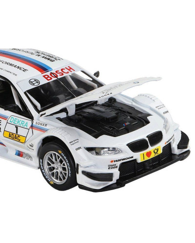 Машина "АВТОПАНОРАМА" BMW M3 DTM, белый, 1/32, свет, звук, инерция, в/к 17,5*13,5*9 см