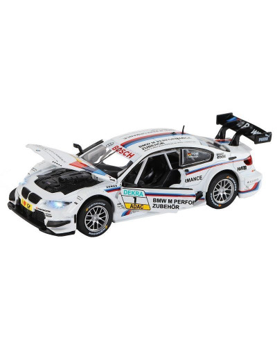 Машина "АВТОПАНОРАМА" BMW M3 DTM, белый, 1/32, свет, звук, инерция, в/к 17,5*13,5*9 см
