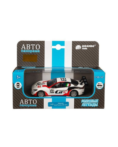 Машина "АВТОПАНОРАМА" Maserati Gran Turismo MC GT4, белый, 1/43, откр. двери, в/к 17,5*12,5*6,5 см