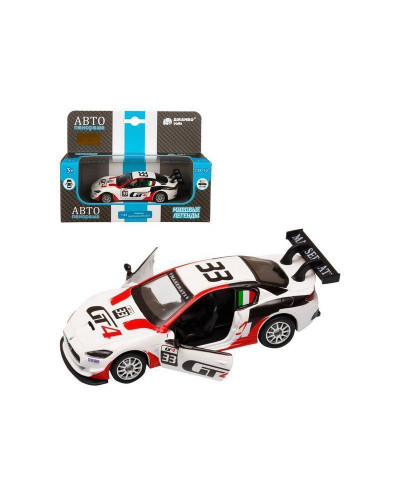 Машина "АВТОПАНОРАМА" Maserati Gran Turismo MC GT4, белый, 1/43, откр. двери, в/к 17,5*12,5*6,5 см