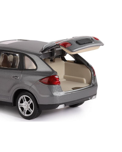 Машина "АВТОПАНОРАМА" Porsche Cayenne S, серый, 1/24, свет, звук, в/к 24,5*12,5*10,5 см