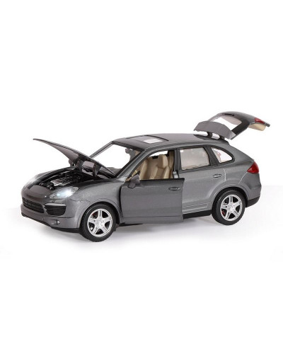 Машина "АВТОПАНОРАМА" Porsche Cayenne S, серый, 1/24, свет, звук, в/к 24,5*12,5*10,5 см