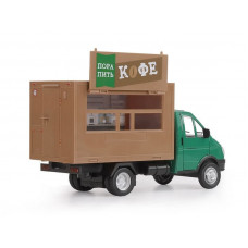 Машина "АВТОПАНОРАМА" ГАЗель-бизнес "Кофе", зеленый, 1/28, свет, звук, в/к 24*14*12