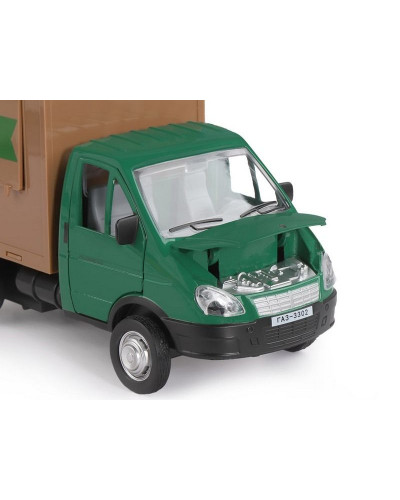 Машина "АВТОПАНОРАМА" ГАЗель-бизнес "Кофе", зеленый, 1/28, свет, звук, в/к 24*14*12