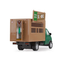 Машина "АВТОПАНОРАМА" ГАЗель-бизнес "Кофе", зеленый, 1/28, свет, звук, в/к 24*14*12